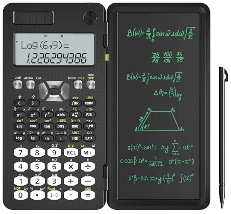NEWYES 991MS Scientific Calculator with Writing Tablet, with Solar Battery, 349 Functions, Professional Portable Foldable Calculator Notepad for Students, Teacher, Engineer