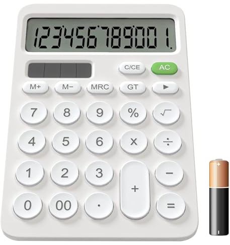 GUYUCOM Desktop Calculator, 12-Digit LCD Calculator with Sensitive Buttons and Solar & Battery Dual Power for Office School Home, Standard Version